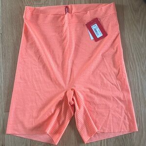 SPANX Orange Athletic Shorts High-Waisted Ribbed Design